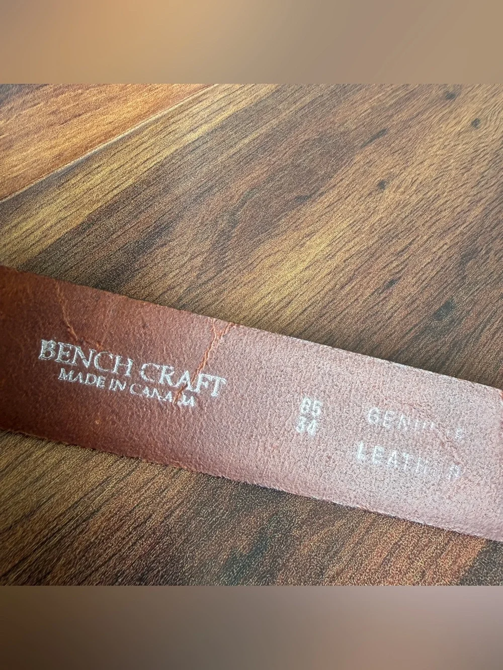 Bench Craft Leather Belt Chrome Western Size 34 Made in Canada